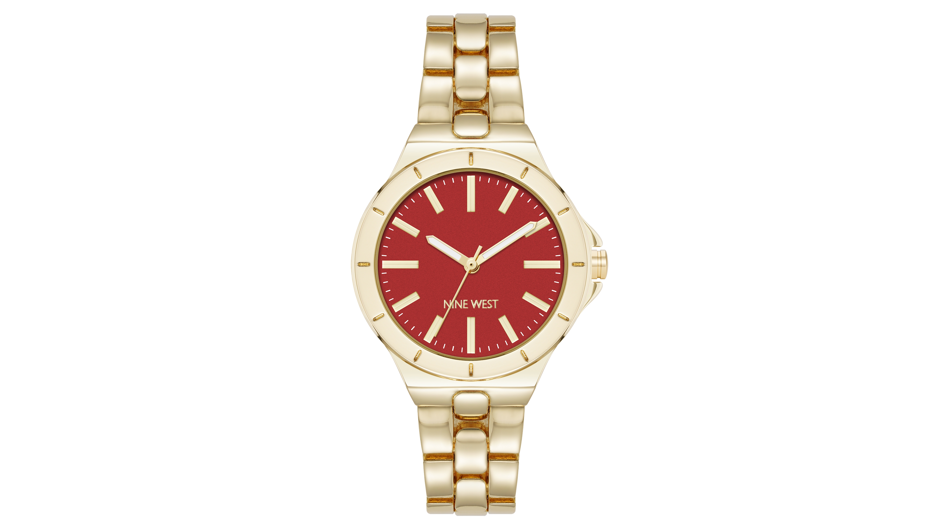 Anne Klein Women's Quartz Iconic Burgundy and Gold-Tone Metal Alloy Watch, 35mm