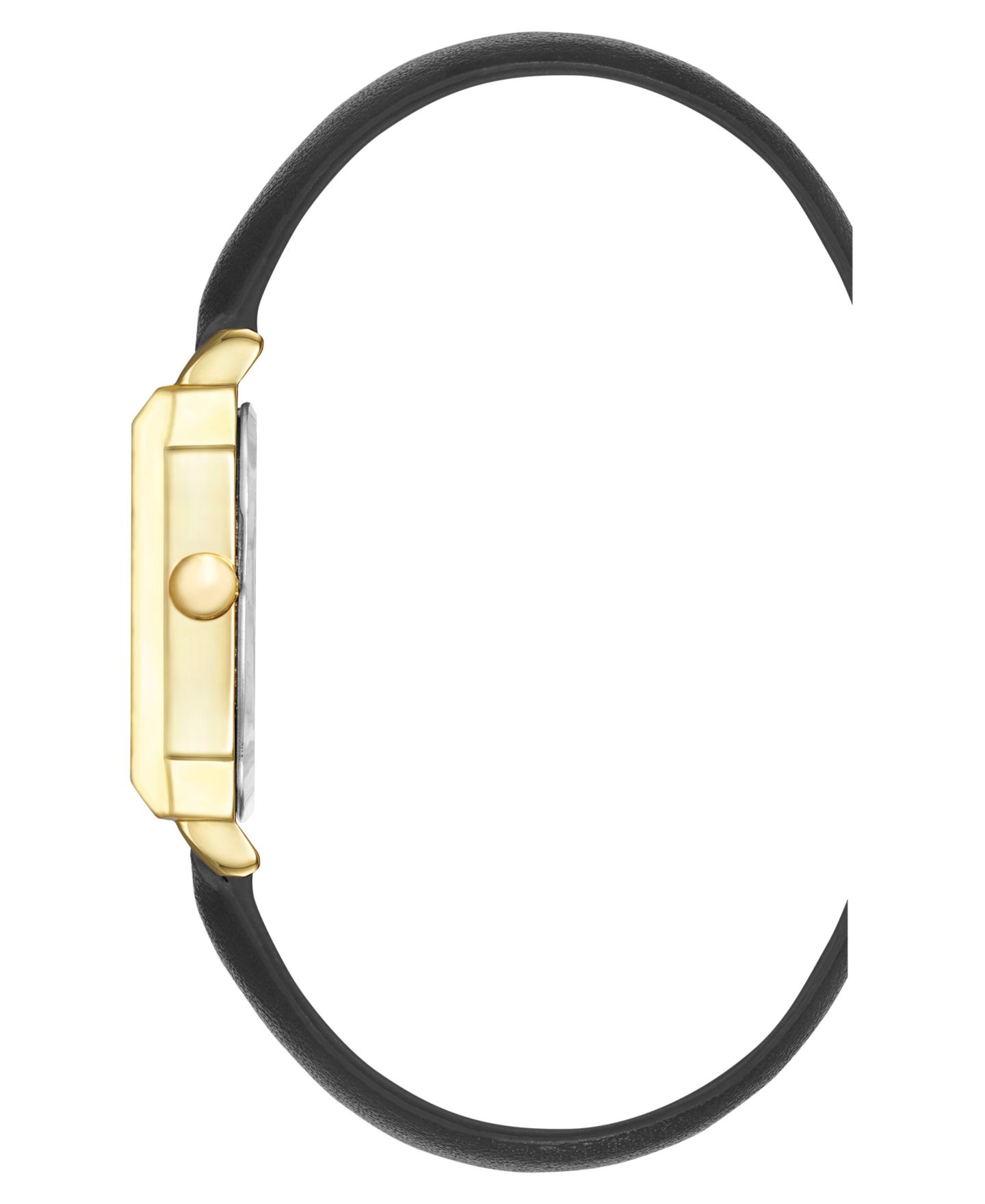 Женские часы Nine West Quartz Regency Black Leather and Gold-Tone Watch, 27mm — фото 2