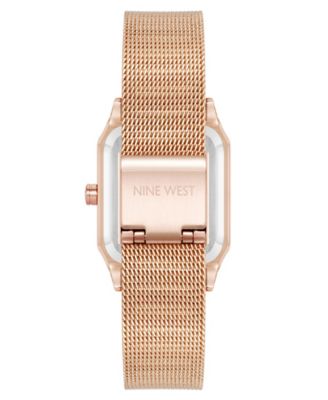 Women's Quartz Faceted Rose Gold-Tone Stainless Steel Mesh Watch, 26mm