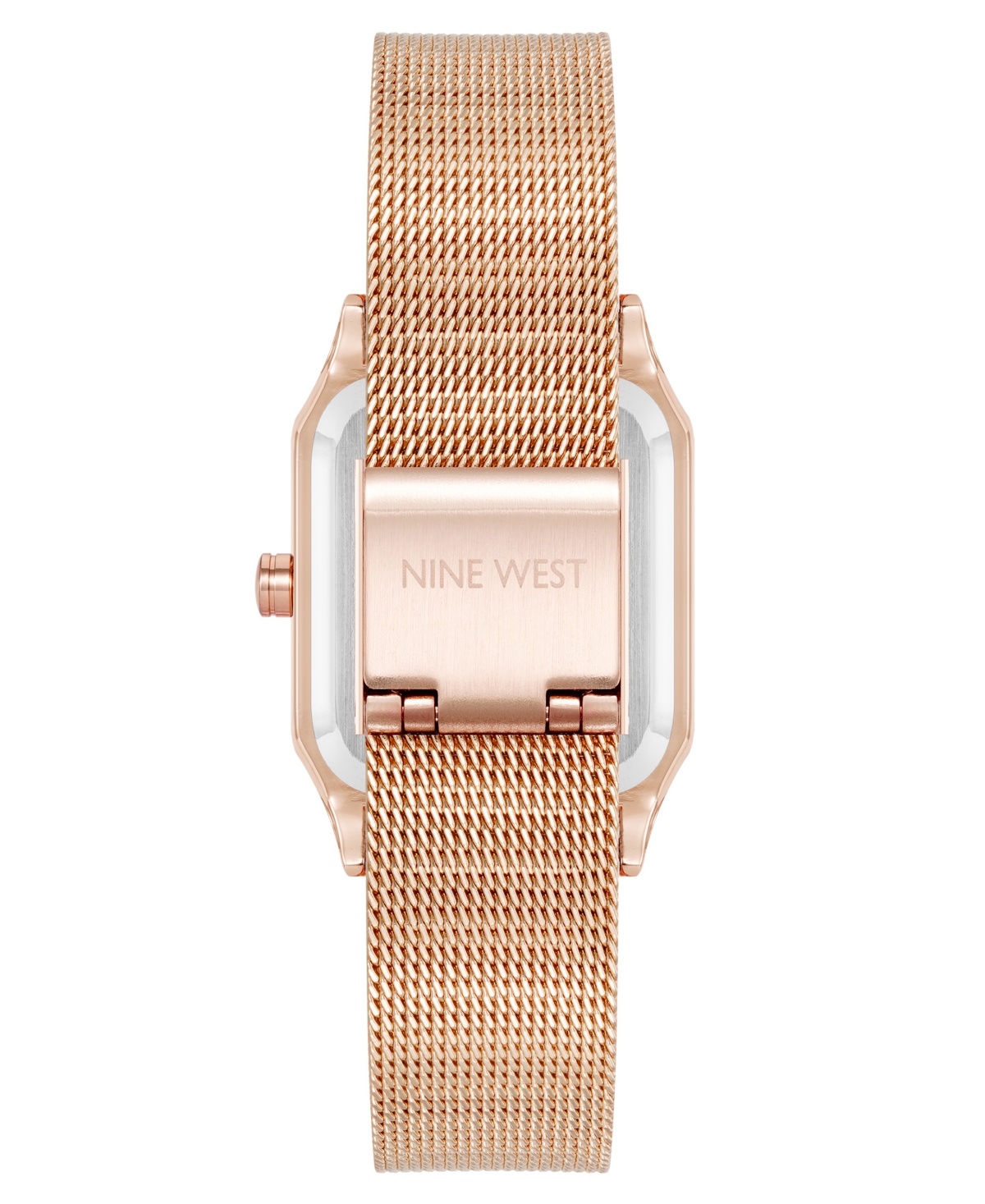 Nine West Women's Quartz Faceted Rose Gold-tone Stainless Steel Mesh Watch, 26mm In Gold
