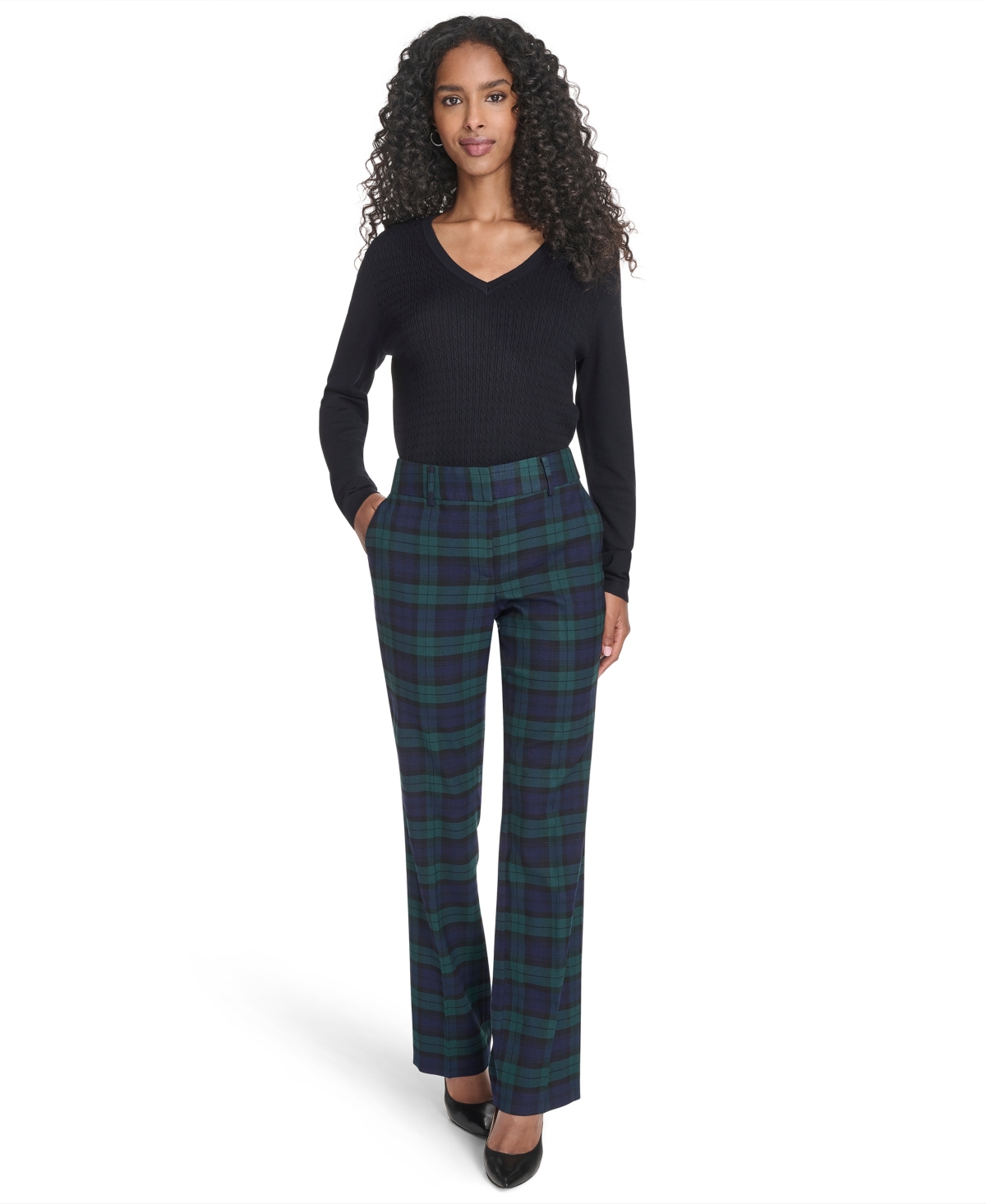 Tommy Hilfiger Women's Watch Plaid Bootcut Trousers In Multi
