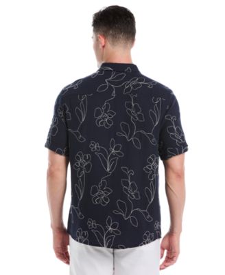 Men's Embroidered Short Sleeve Button Down Shirt