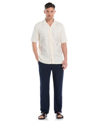 Men's Embroidered L-Shape Short-Sleeve Button-Down Shirt