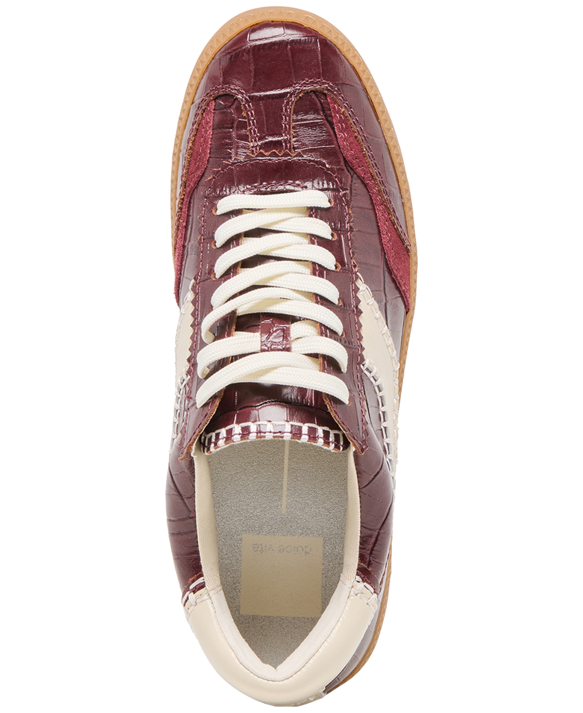 Dolce Vita Notice Stitch Croc Sneakers Oxblood Croco Embossed Leather In Burgundy