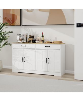 55.91" Farmhouse Sideboard Buffet Cabinet with 2 Drawers and 4 Doors for Dining Storage