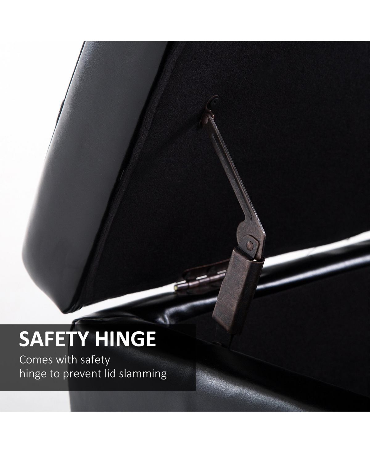 Homcom Storage Ottoman Bench 3-seater Pu Leather Furniture Foot Stool