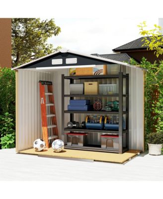 7&#39; x 4&#39; Storage Shed Garden Tool House w/ Vents Doors Dark