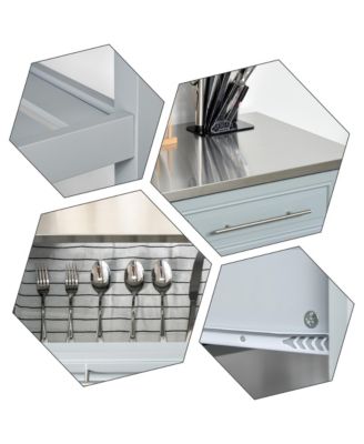 Kitchen Cart Rolling Trolley Shelves Drawers Cabinet Stainless Steel Top