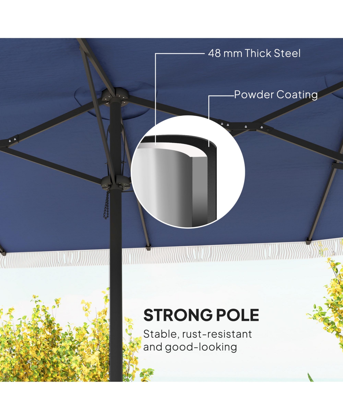 Outsunny 15ft UPF30+ Extra Large Patio Umbrella Market Umbrella, Dark