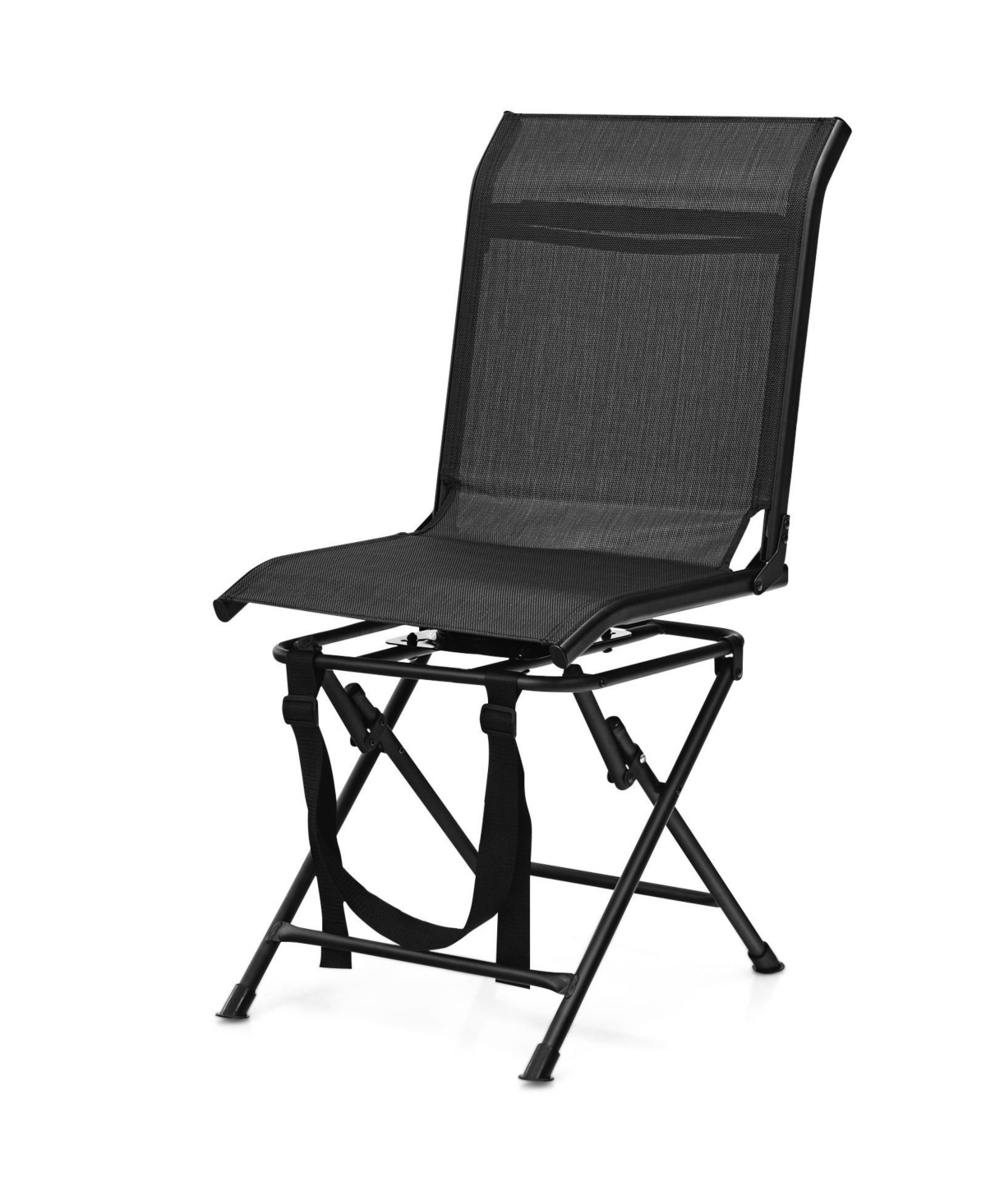 all weather outdoor foldable 360 degree swivel chair with iron frame - Brown