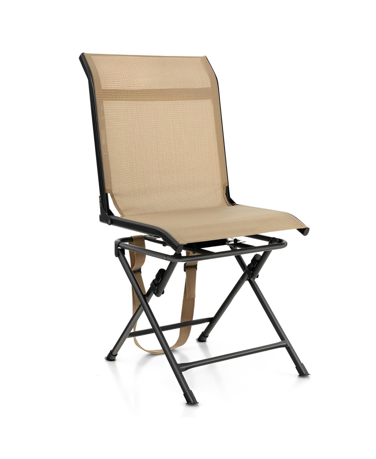 all weather outdoor foldable 360 degree swivel chair with iron frame - Brown