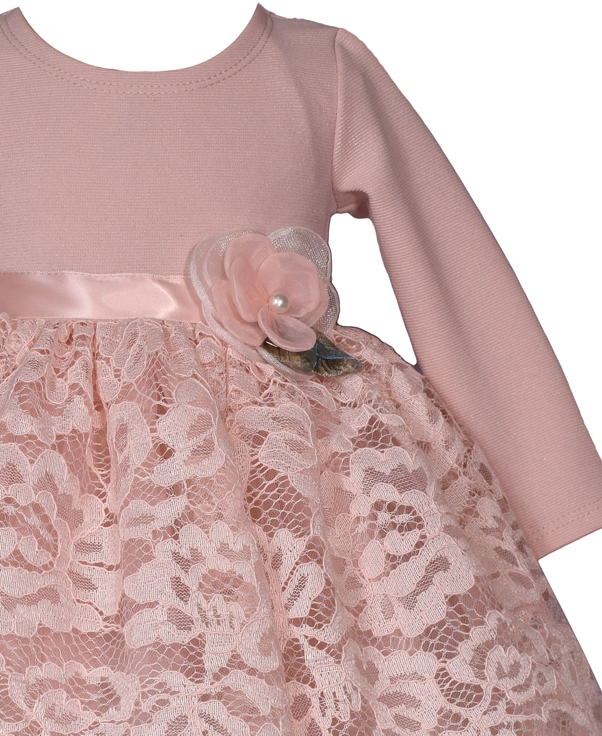 Bonnie Baby Baby Girls Knit To Lace Party Dress In Pink