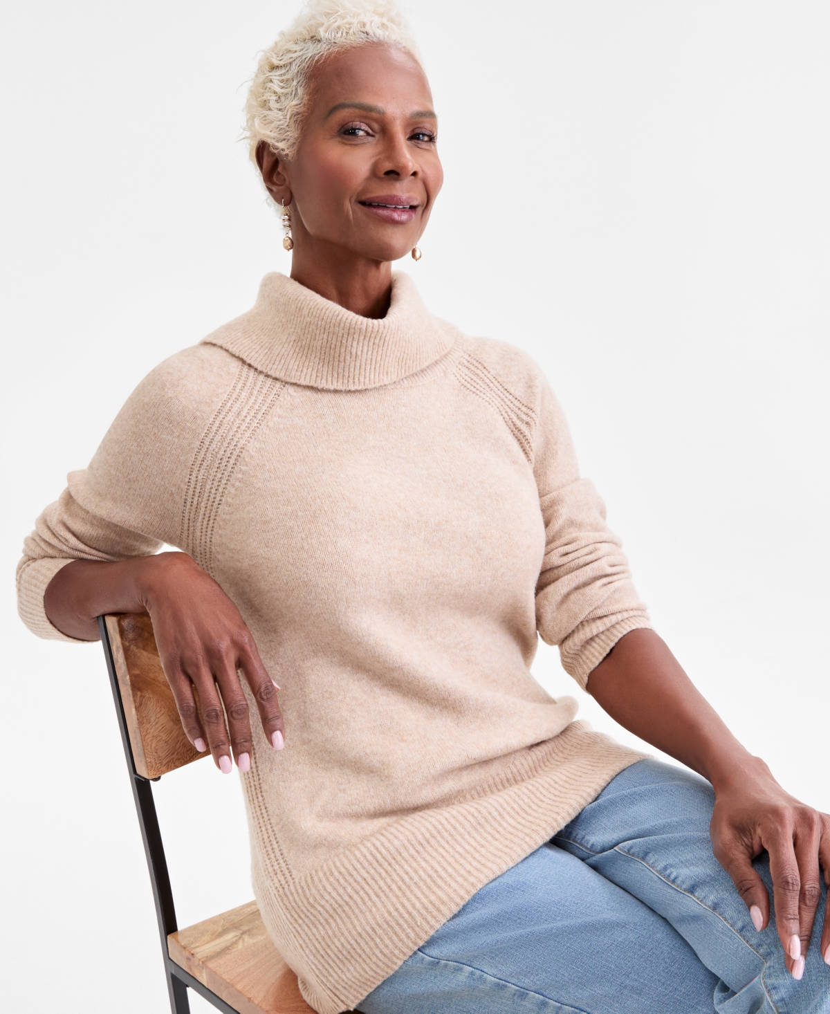 Style & Co Petite Cowl Neck Sweater, Macy's Exclusive In Neutral