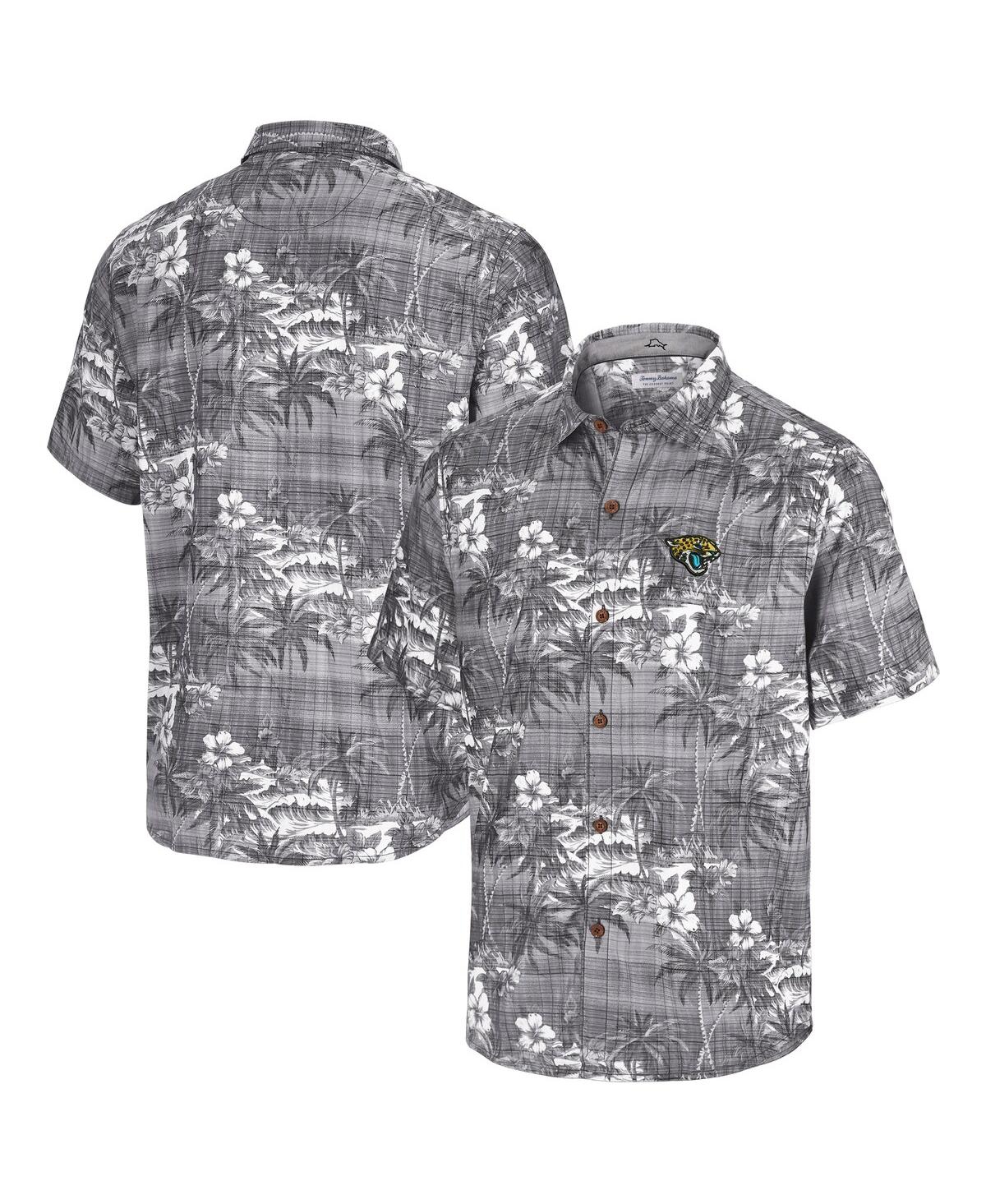 Men's Black Jacksonville Jaguars Coconut Point Isla Palmetta Camp Button-Up Shirt - Black