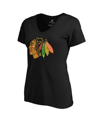 Women's Black Chicago Blackhawks Core Primary V-Neck T-Shirt