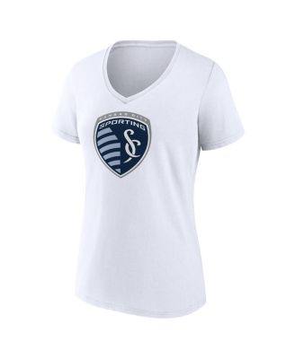 Women's White Sporting Kansas City Logo V-Neck T-Shirt