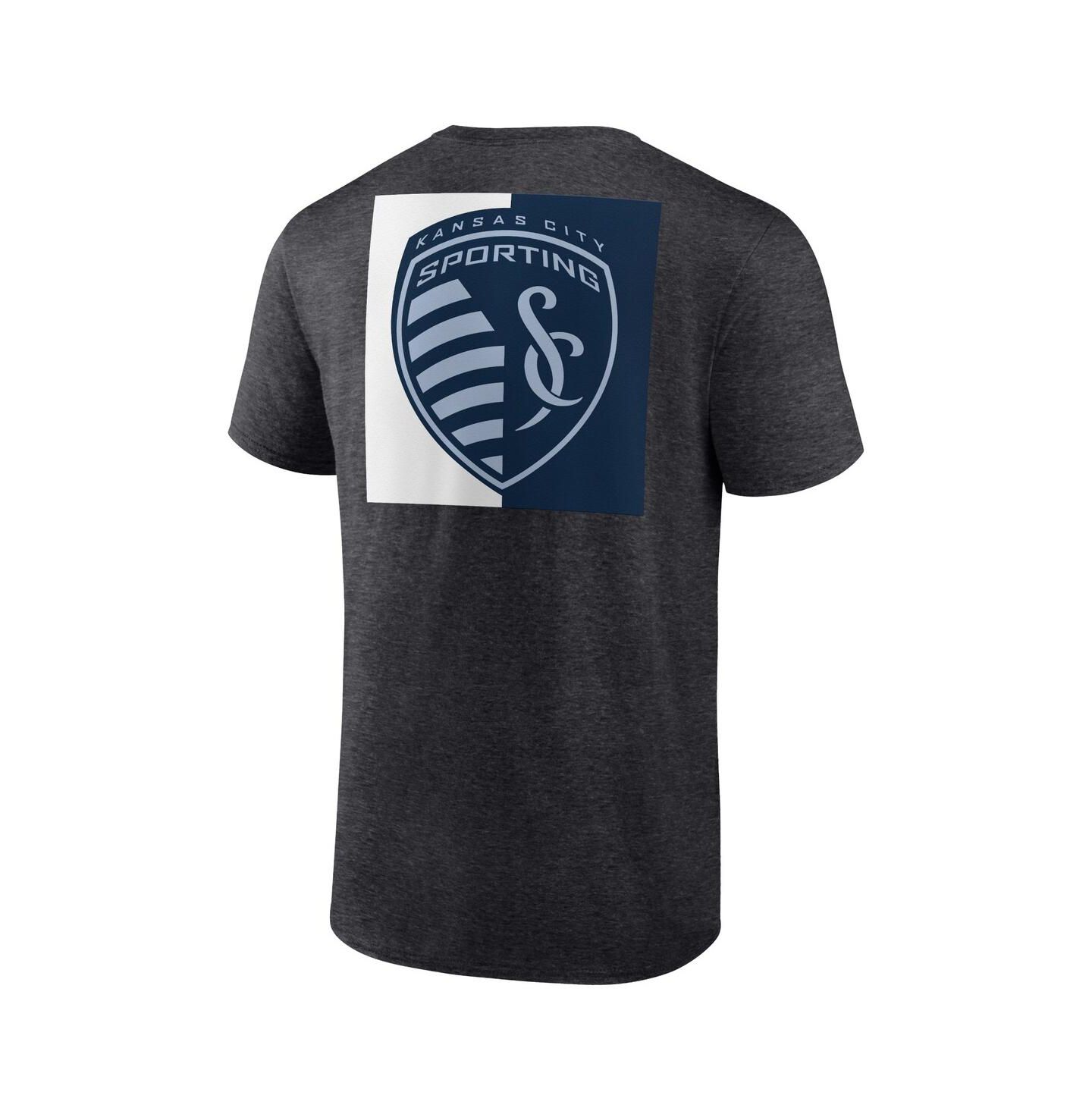 Мужская футболка Fanatics Heather Charcoal Sporting Kansas City Iconic Blocked-Out — фото 3