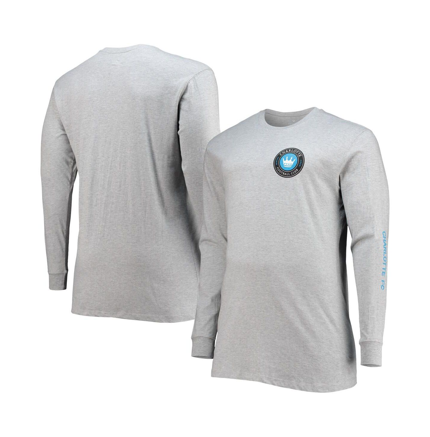 Мужская футболка Profile Heathered Gray Charlotte FC Big & Tall Combo Long Sleeve — фото 1