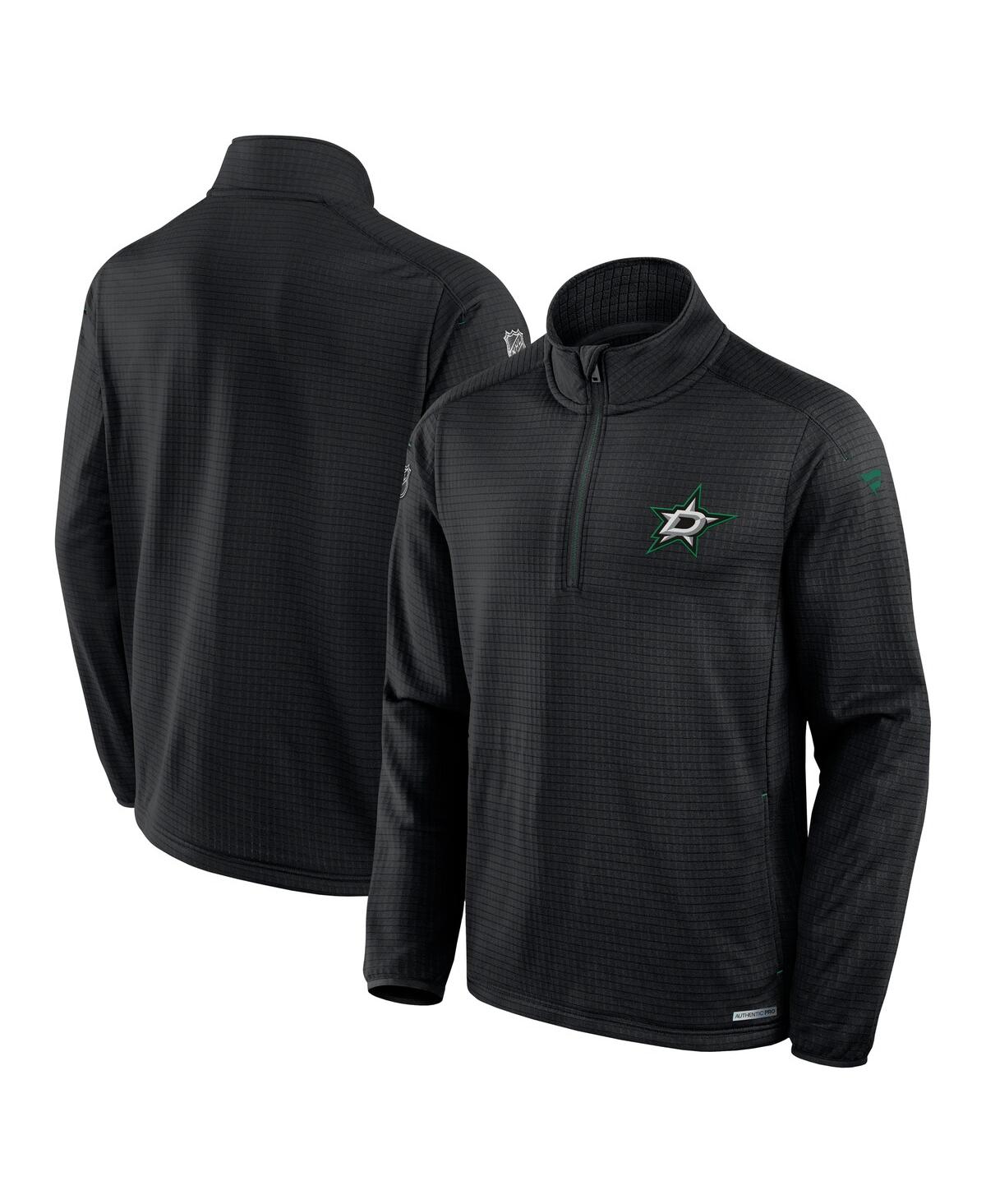 Men's Black Dallas Stars Authentic Pro Rink Quarter-Zip Sweatshirt - Black