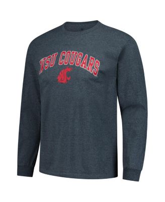 Men's Heather Charcoal Washington State Cougars Logo Long Sleeve T-Shirt