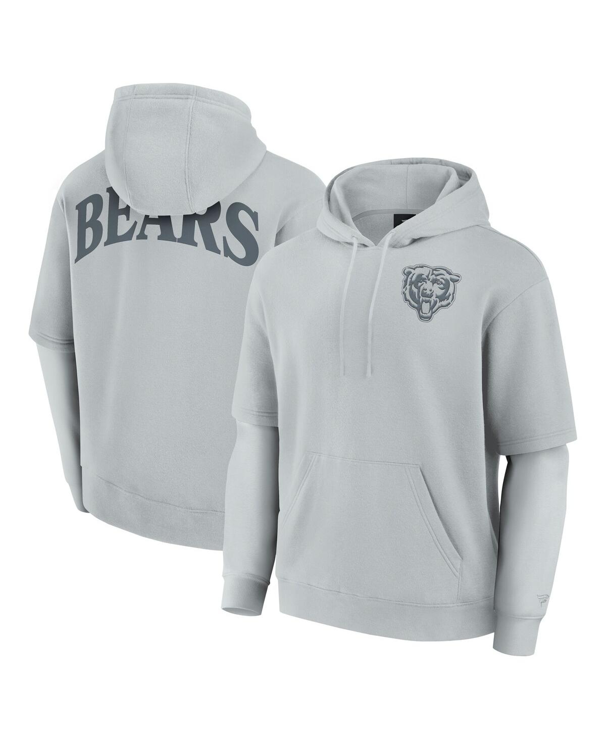 Men's and Women's Gray Chicago Bears Sleek Elements Pullover Hoodie - Gray
