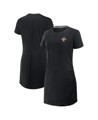 Fanatics - Women's Black New Orleans Saints Ruched Drape T-Shirt Dress