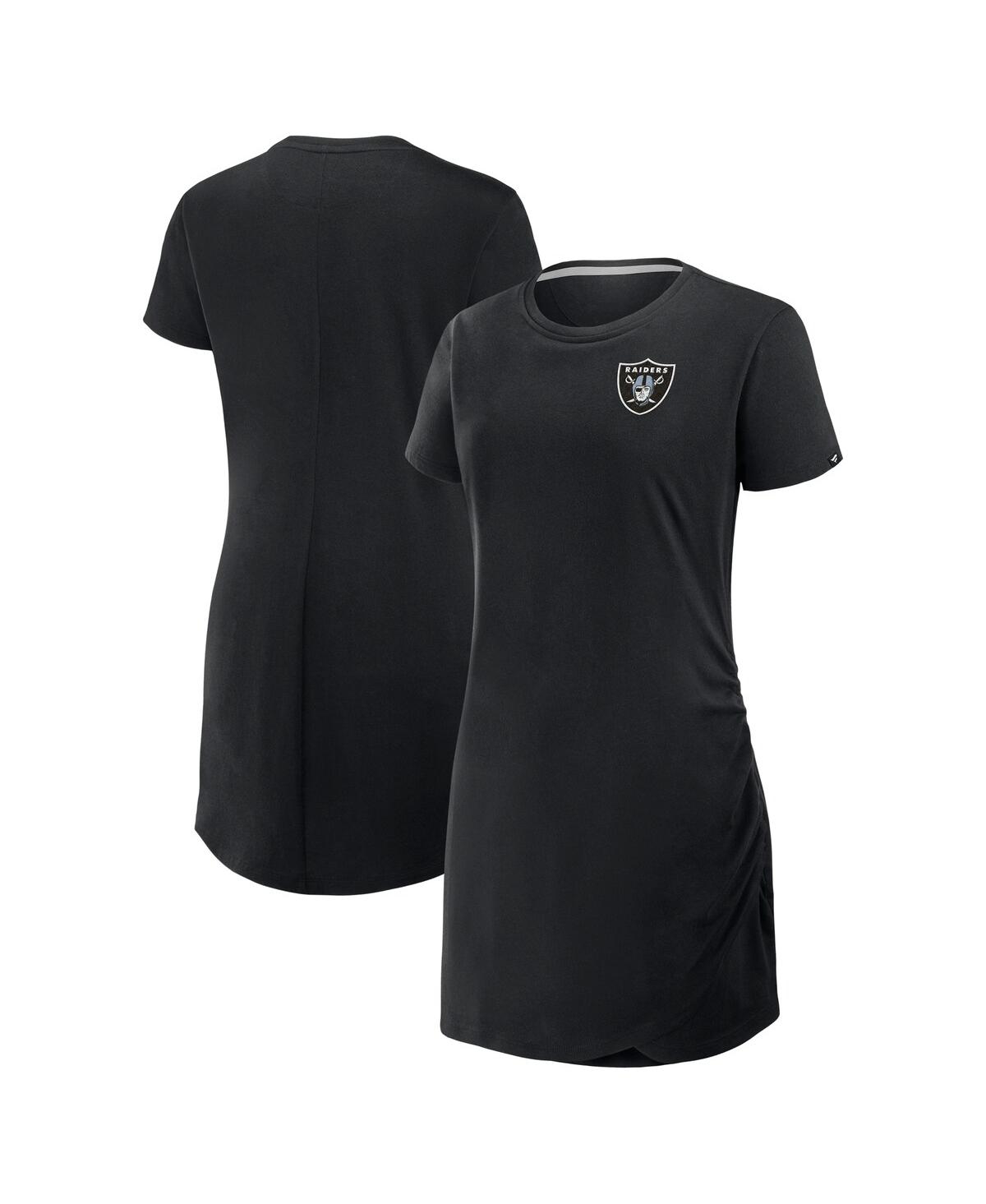 Women's Black Las Vegas Raiders Ruched Drape T-Shirt Dress - Black