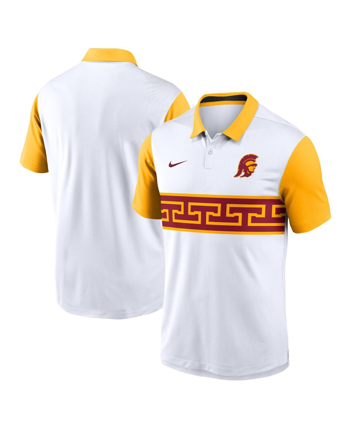 Men's White/Gold Usc Trojans Athletic Prep Alt Logo Vapor Performance Polo Shirt - White, Gold
