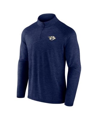 Men's Navy Nashville Predators Head-to-Head Raglan Quarter-Zip Sweatshirt