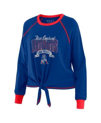 Women's Royal/Red New England Patriots Tie-Front Long Sleeve Top