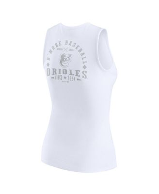Women's White Baltimore Orioles Rib-Knit Henley Tank Top