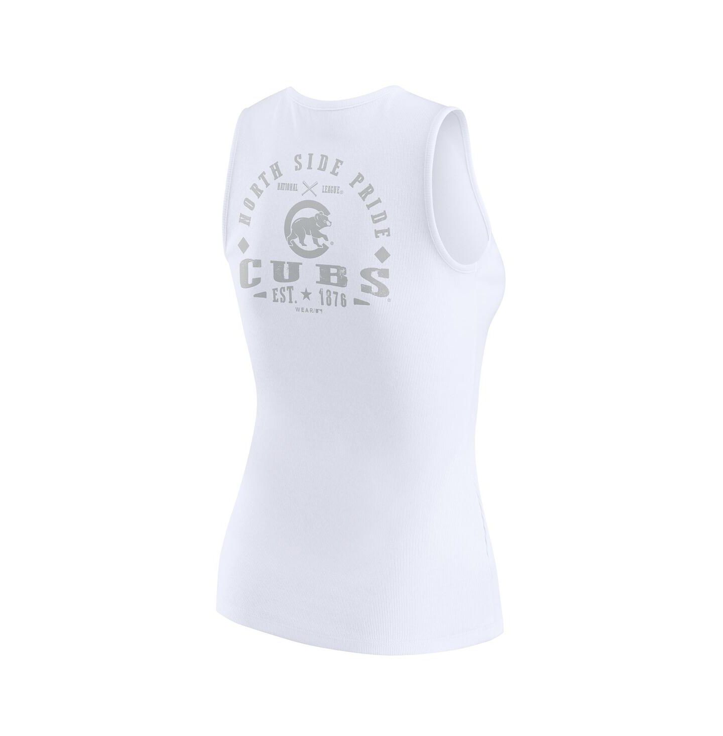 Женский топ WEAR by Erin Andrews White Chicago Cubs Rib-Knit Henley — фото 3