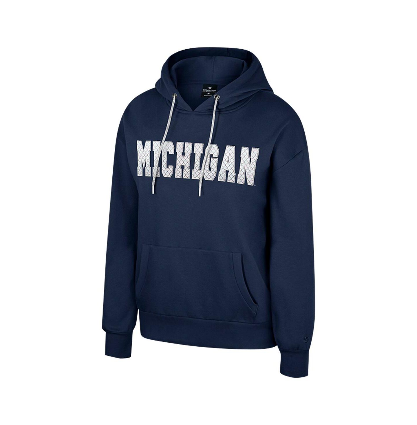Женское худи Colosseum Navy Michigan Wolverines Reflection Rhinestone Drawcord Pullover — фото 2