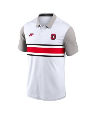 Men's White/Gray Ohio State Buckeyes Athletic Prep Legacy Logo Vapor Performance Polo Shirt