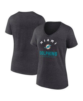 Logo Athletic - Women's Heather Charcoal Miami Dolphins Unrivaled V-Neck T-Shirt