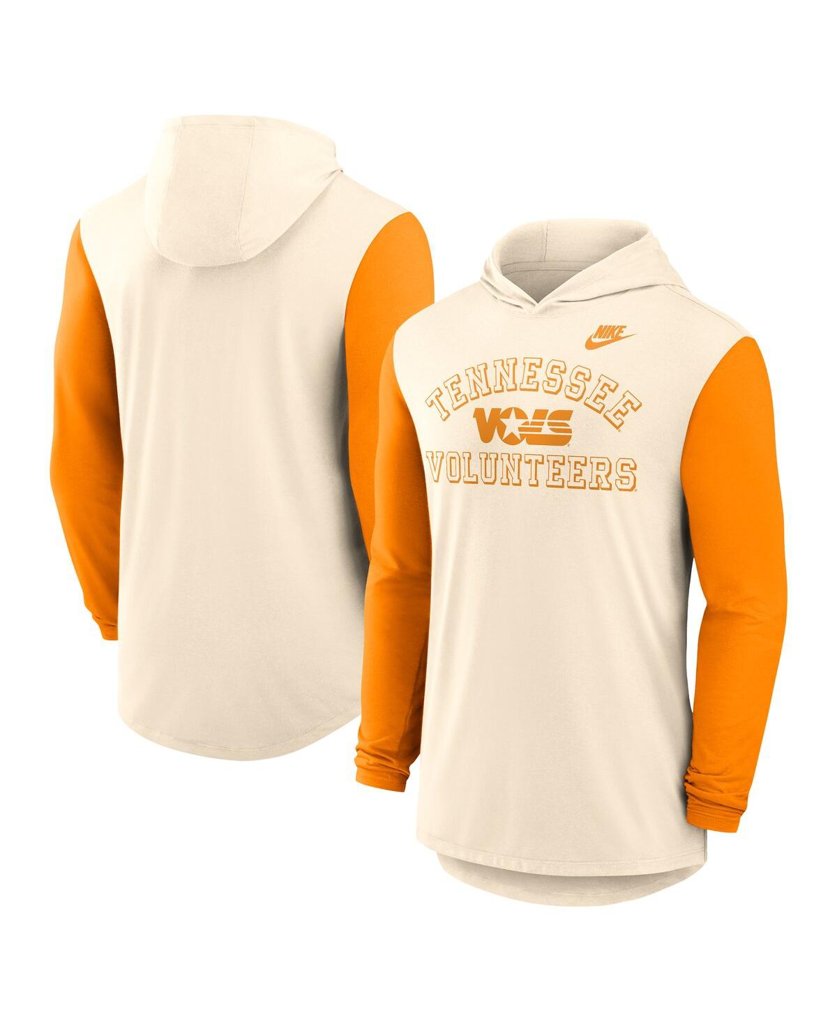 Men's Natural/Tennessee Orange Tennessee Volunteers Legacy Color-Block Tri-Blend Performance Long Sleeve Hoodie T-Shirt - Natural, Tennessee Oran