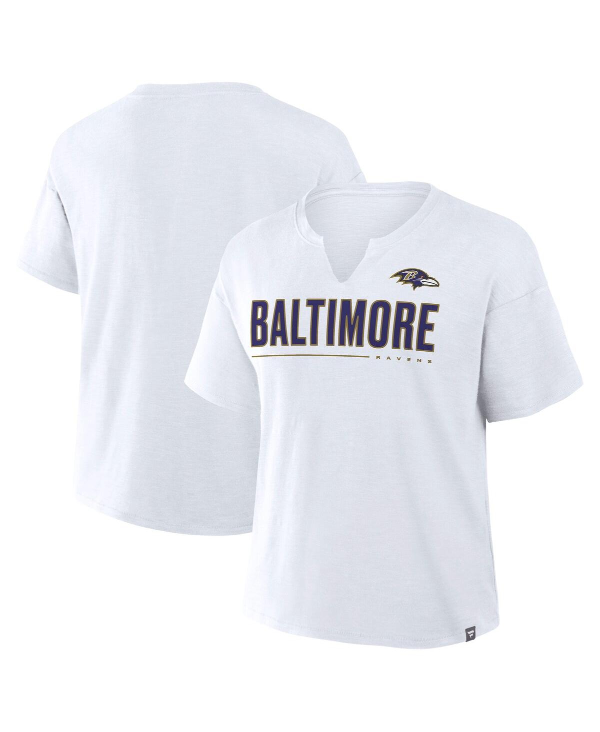 Fanatics Women's White Baltimore Ravens Redzone Slub Boxy T-shirt In White