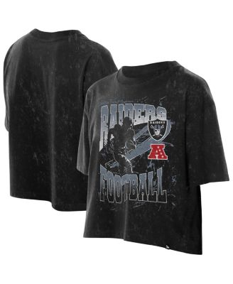 New Era - Women's Black Las Vegas Raiders Cropped Boxy Sport Classics Mineral Wash T-Shirt