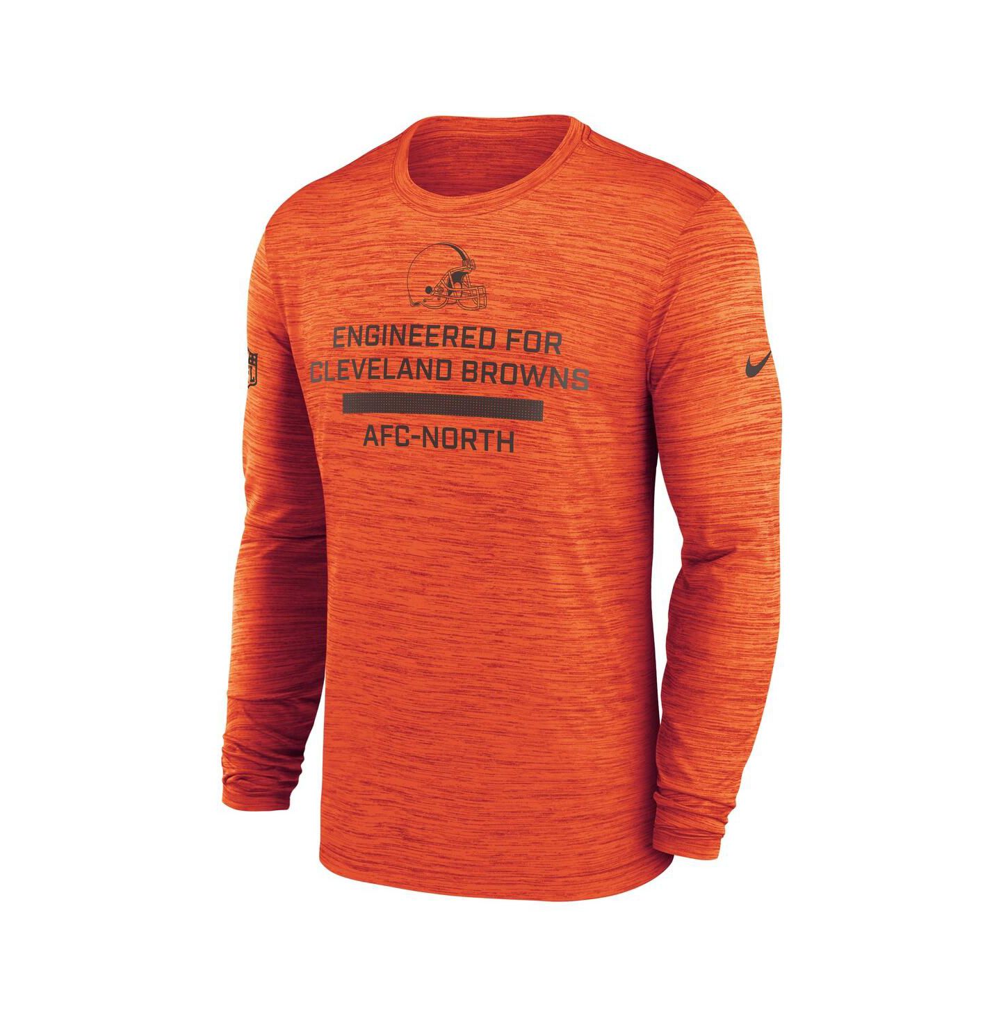 Мужская футболка Nike Orange Cleveland Browns Sideline Velocity Performance Long Sleeve — фото 2