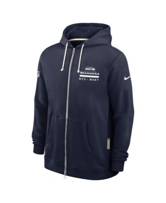 Men's College Navy Seattle Seahawks Sideline Utility Player Performance Full-Zip Hoodie
