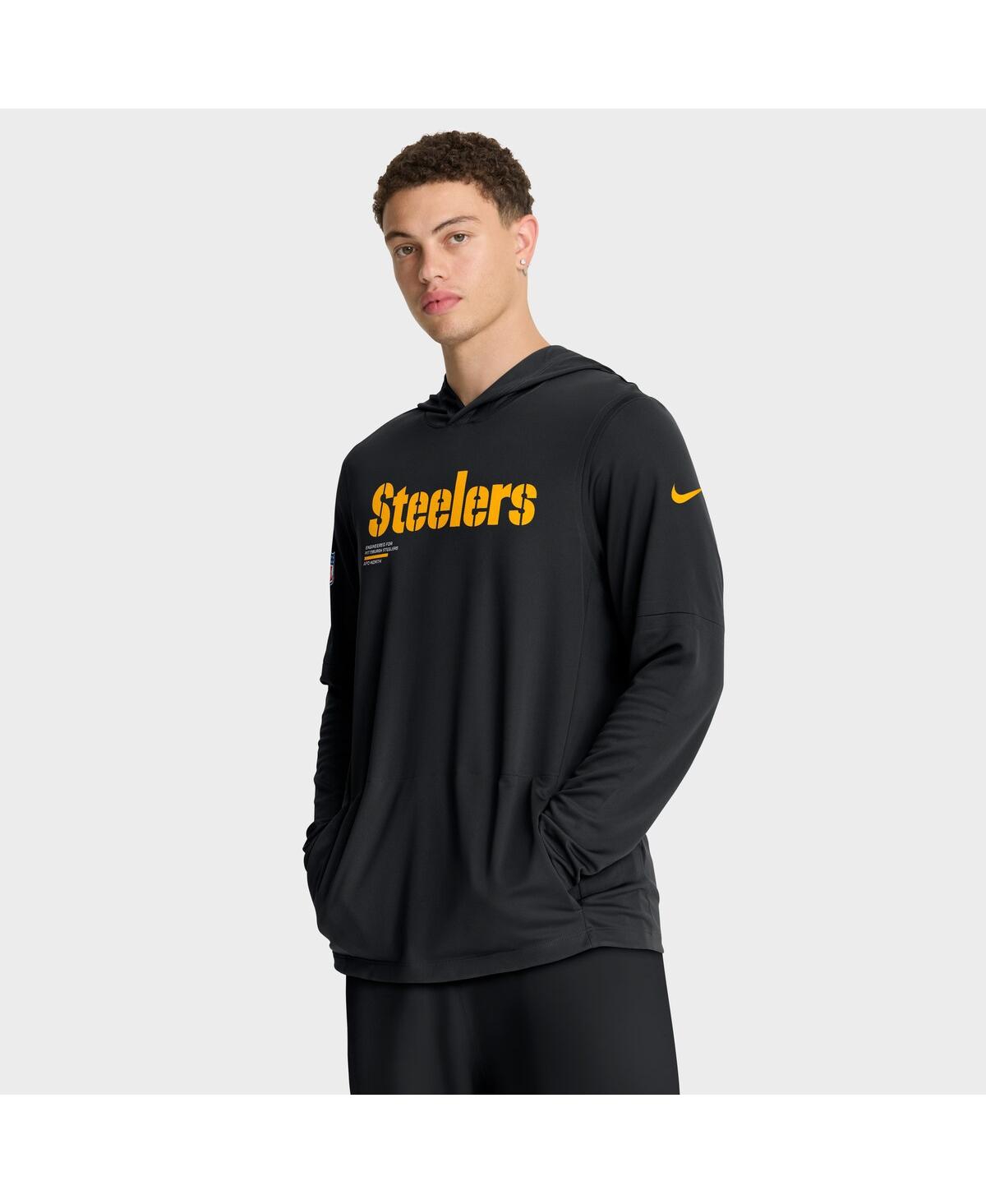 Nike Black Pittsburgh Steelers Sideline Pure Fury Performance Long Sleeve Hoodie T-shirt In Black