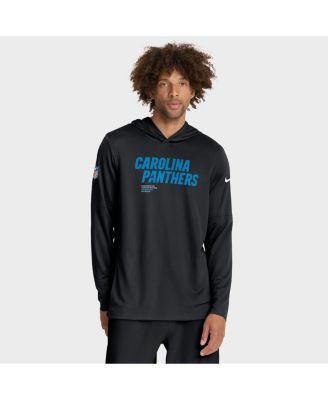 Nike - Men's Black Carolina Panthers Sideline Pure Fury Performance Long Sleeve Hoodie T-Shirt
