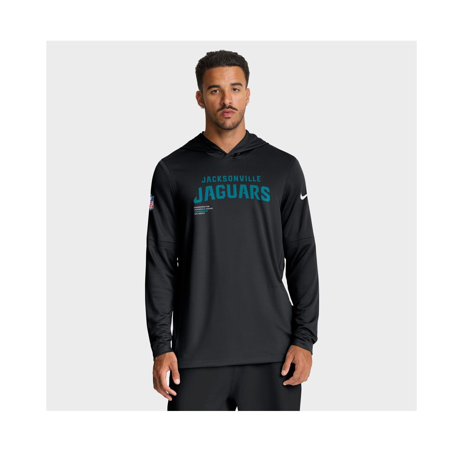 Men's Black Jacksonville Jaguars Sideline Pure Fury Performance Long Sleeve Hoodie T-Shirt