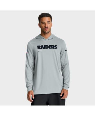 Nike - Men's Silver Las Vegas Raiders Sideline Pure Fury Performance Long Sleeve Hoodie T-Shirt
