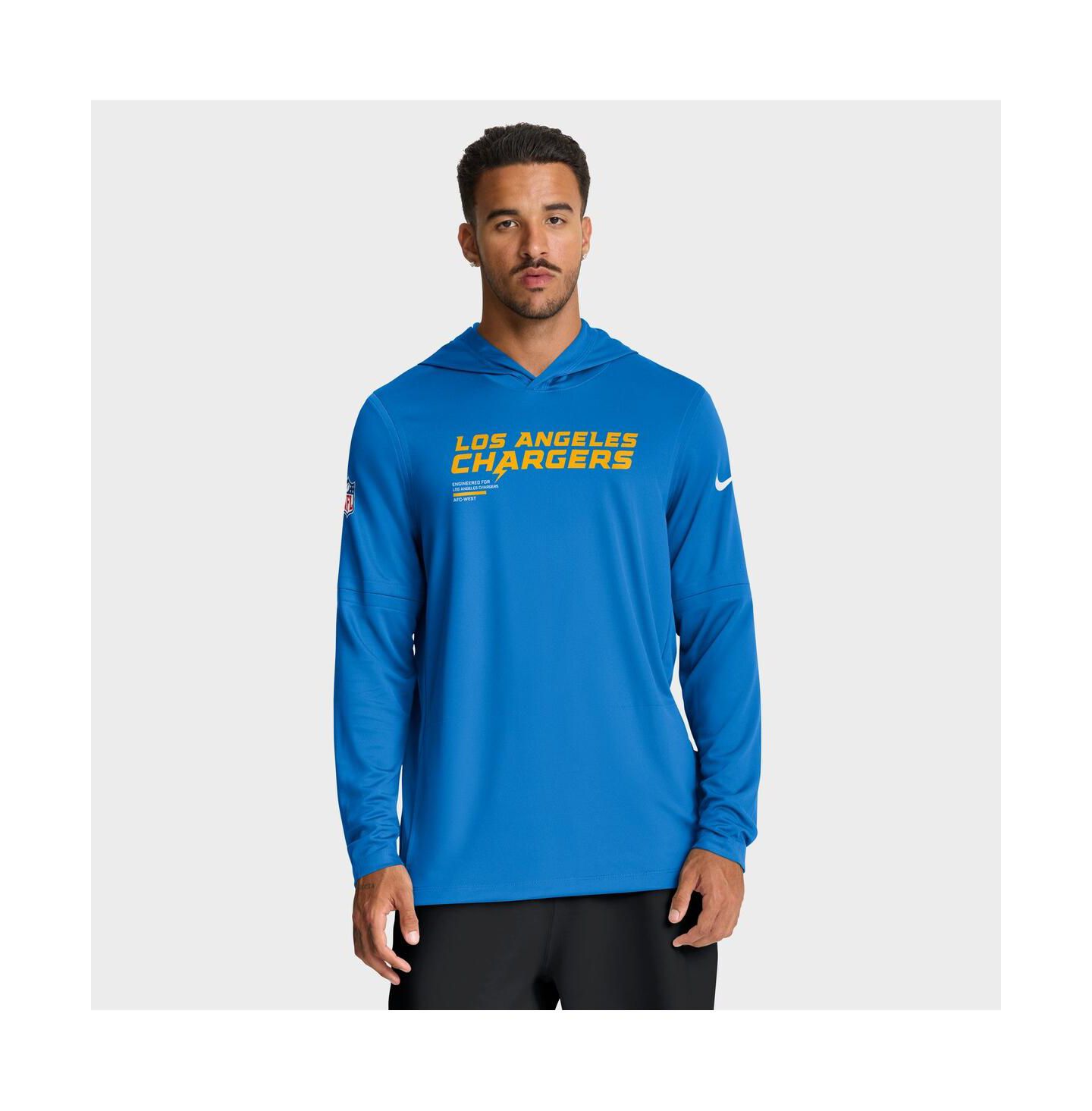 Мужское худи Nike Powder Blue Los Angeles Chargers Sideline Pure Fury Performance Long Sleeve T-Shirt — фото 1
