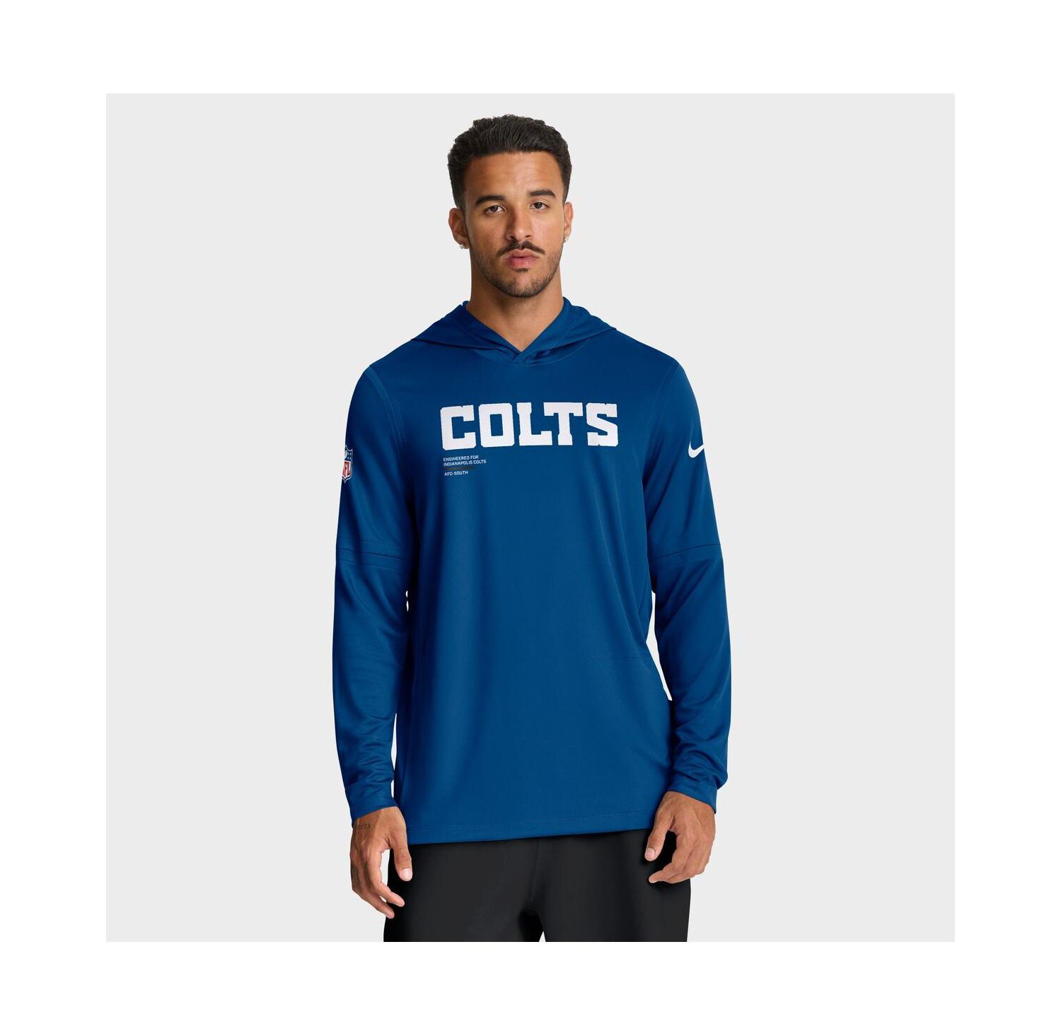 Men's Royal Indianapolis Colts Sideline Pure Fury Performance Long Sleeve Hoodie T-Shirt