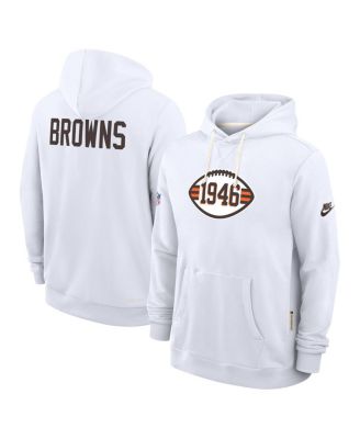 Men's White Cleveland Browns Sideline Offensive Set Play Performance Pullover Hoodie
