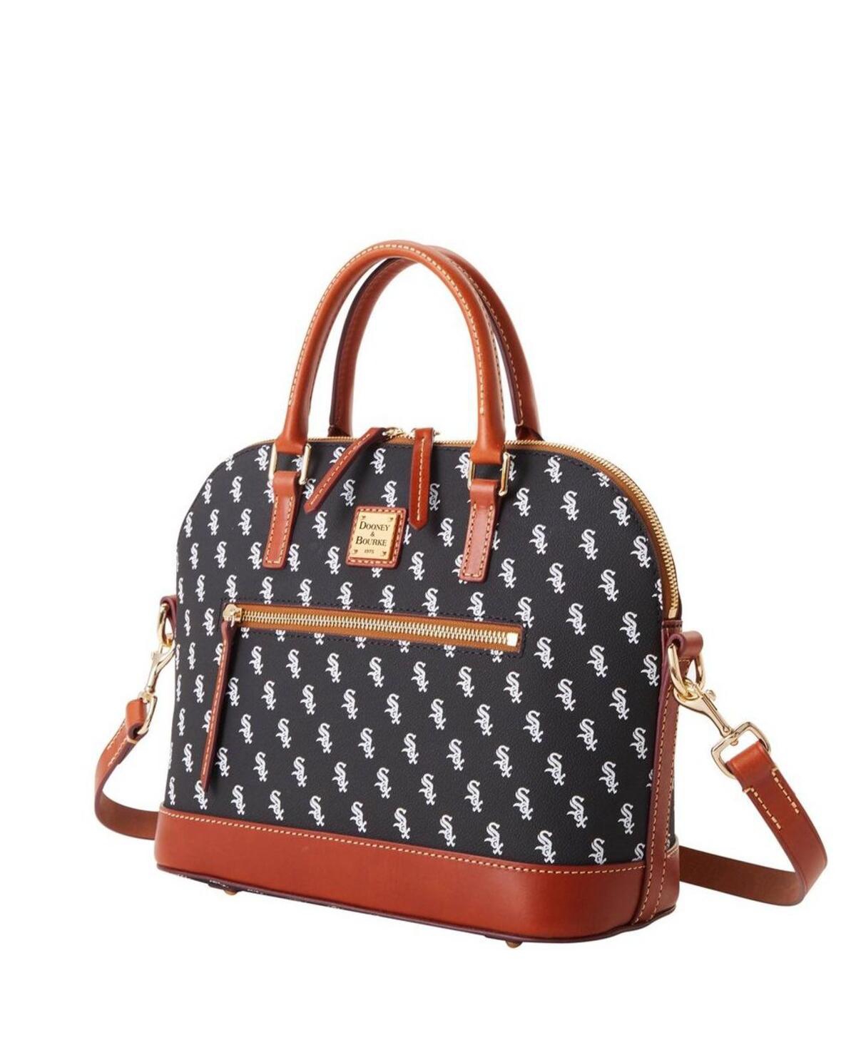 Dooney & Bourke Chicago White Sox Signature Domed Zip Satchel Purse In Black
