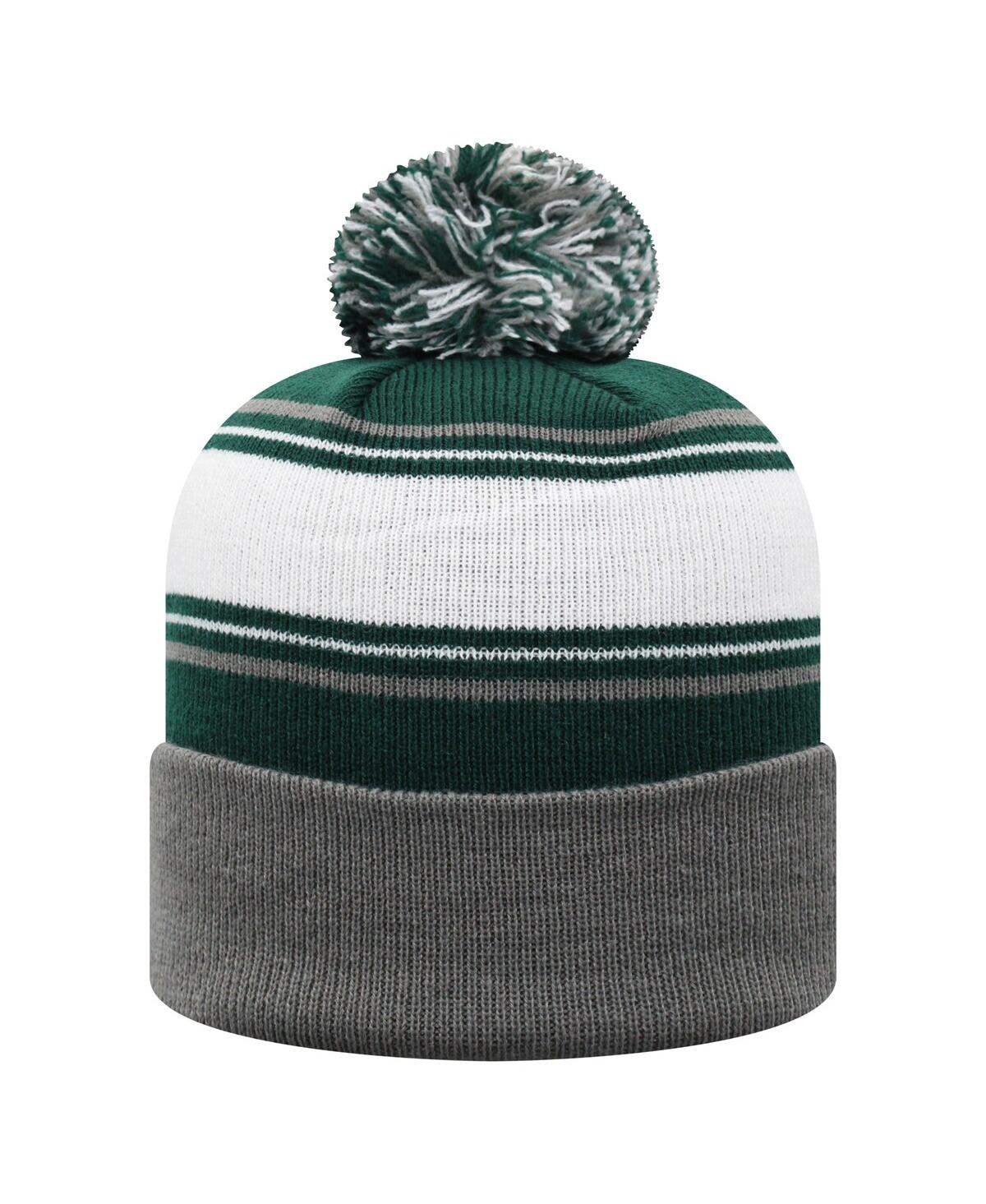 Top Of The World Men's Green Michigan State Spartans Ambient Cuffed With Pom Knit Hat In Multi