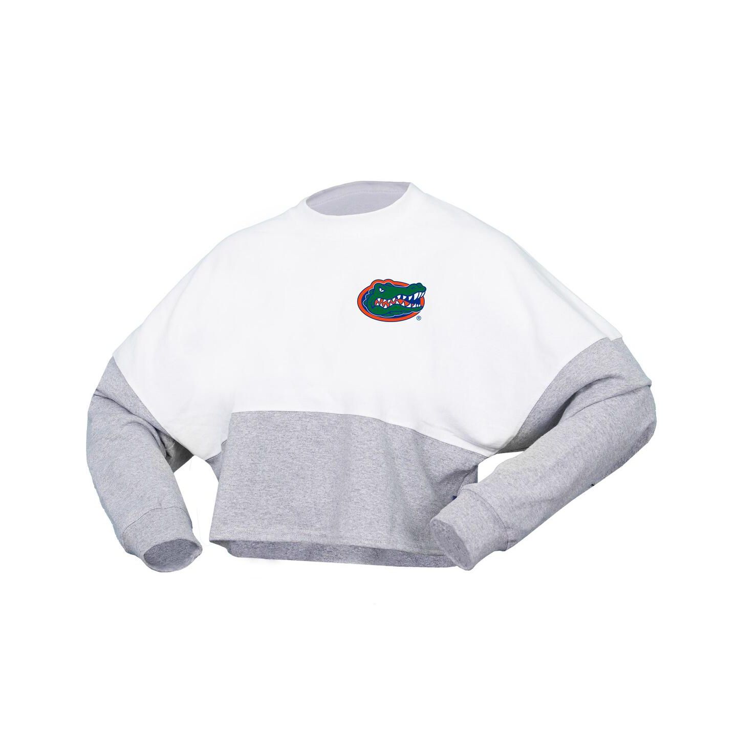 Женская футболка Spirit Jersey White Florida Gators Heather Block Cropped Long Sleeve Jersey — фото 3